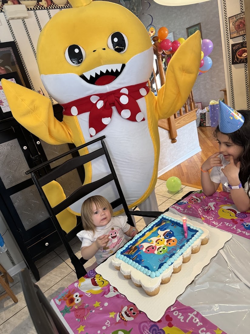 Baby Shark mascot character for birthday parties in Inland Empire